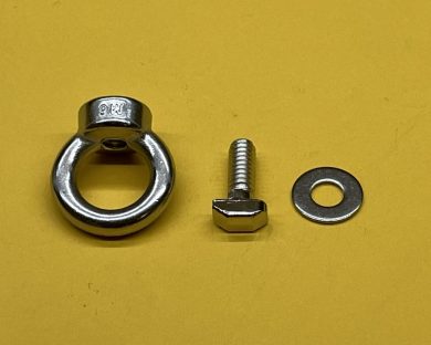 PULL-RING-10 – Stainless Steel 316 Lifting Eye Nut, 1/4-20 UNC w/quarter-turn bolt and washer.